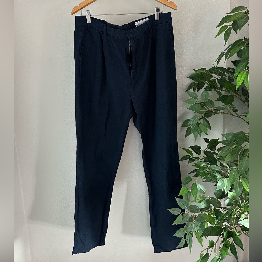 Men's Classic Linen Navy Blue Travel Pants